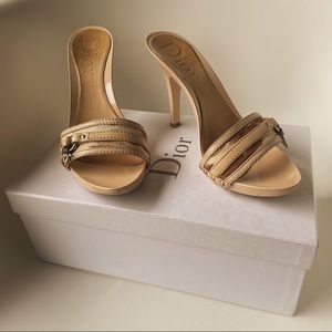 Christian Dior St. Tropez Mule Beige Charm Heels (Sz. 8)